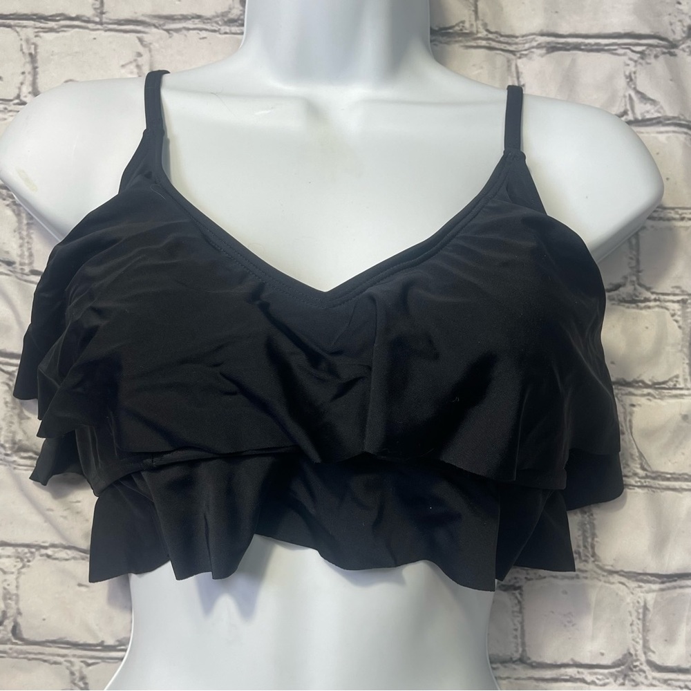 Black Ruffle Bikini Top